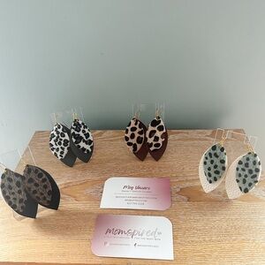 Leopard Print Drop Leaf Earrings Set
